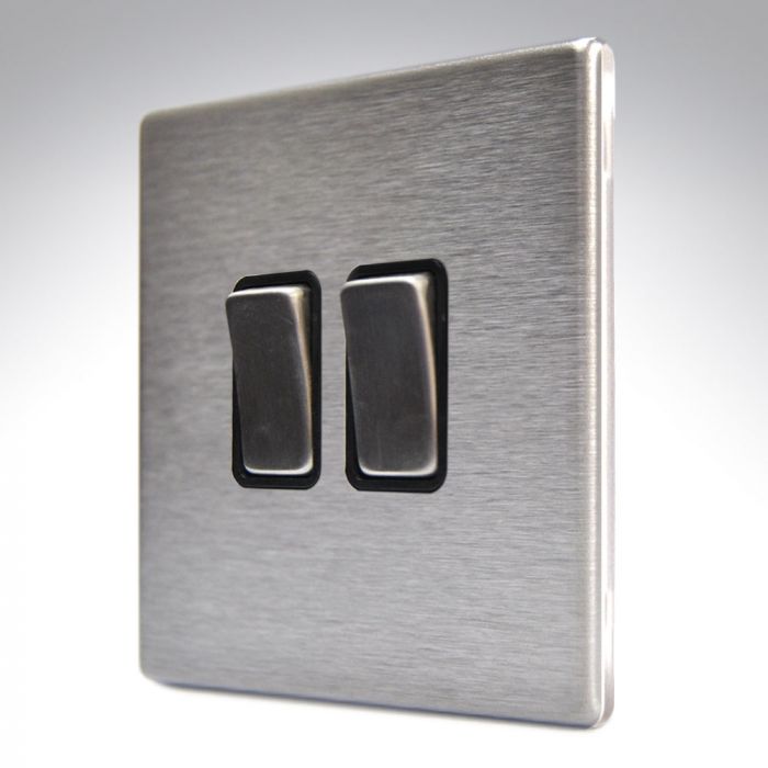 Hamilton 74CR22SS-B CFX Satin Steel 2 Gang Light Switch