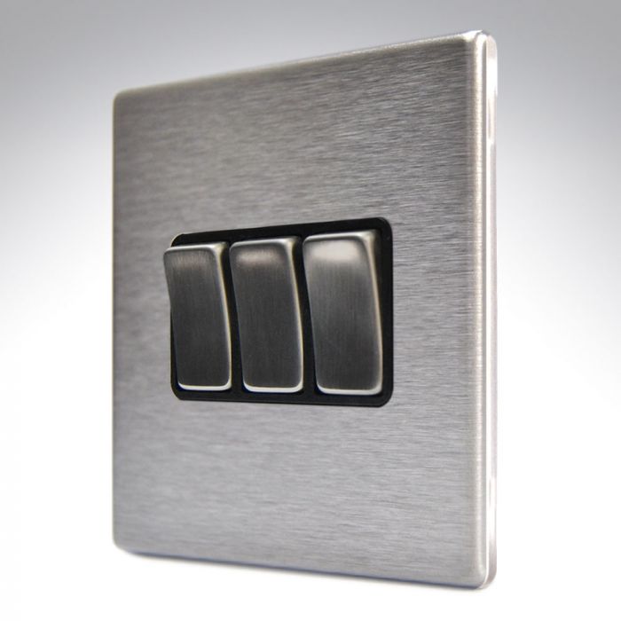 Hamilton 74CR23SS-B CFX Satin Steel 3 Gang Light Switch