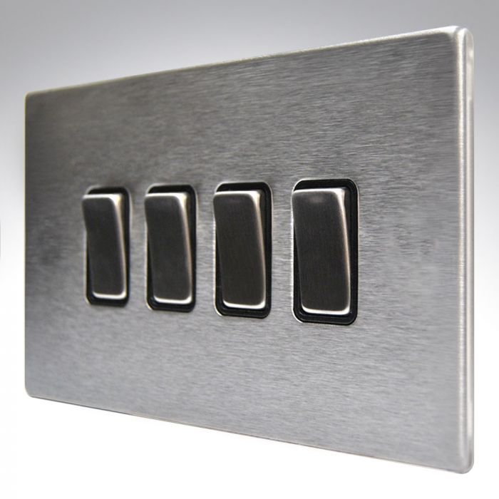 Hamilton 74CR24SS-B CFX Satin Steel 4 Gang Light Switch