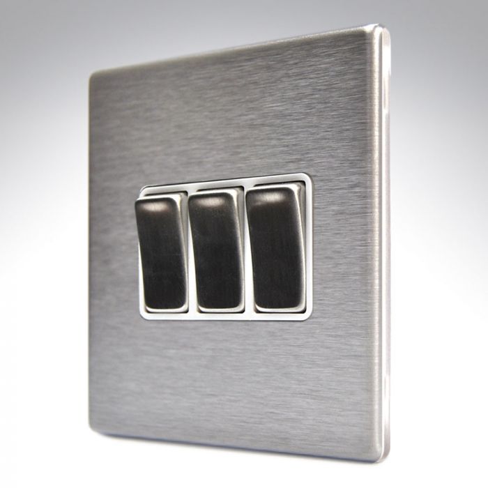 Hamilton 74CR23SS-W CFX Satin Steel 3 Gang Light Switch