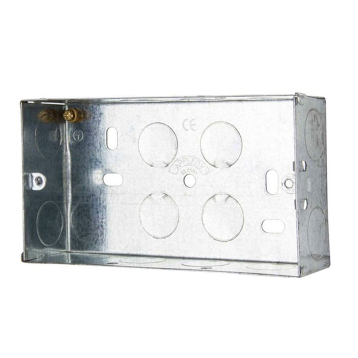 Appleby SB625 Flush 2 Gang Steel Socket Box 35mm