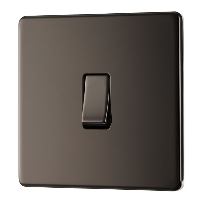 BG FBN12 Screwless Flat Plate Black Nickel Single Switch 10A 2 Way