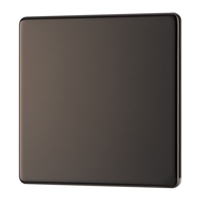 BG FBN94 Screwless Flat Plate Black Nickel Single Blank Plate