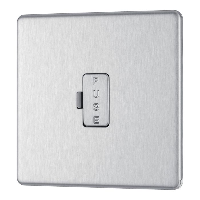 BG FBS54 Screwless Flat Plate Stainless Steel Unswitched 13A Fused Connection Unit