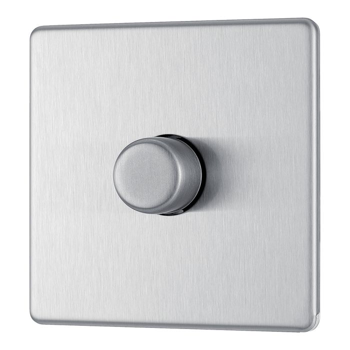 BG FBS81 Screwless Flat Plate Stainless Steel Single Intelligent LED 2 Way Dimmer Switch 