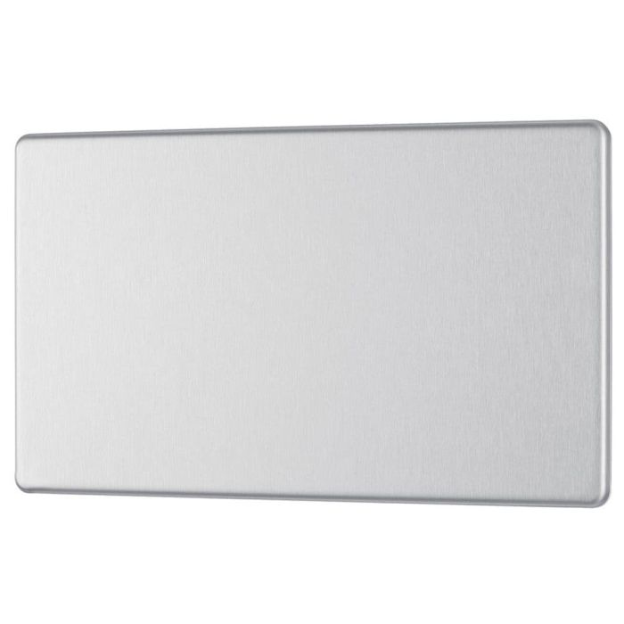 BG FBS95 Screwless Flat Plate Stainless Steel Double Blank Plate