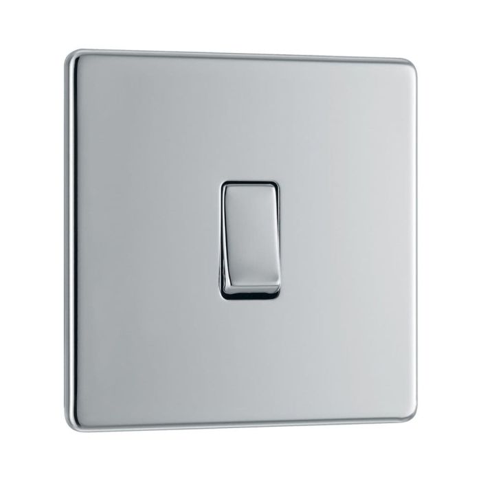 BG FPC12 Screwless Flat Plate Polished Chrome Single Switch 10A 2 Way