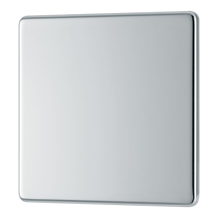 BG FPC94 Screwless Flat Plate Polished Chrome Single Blank Plate