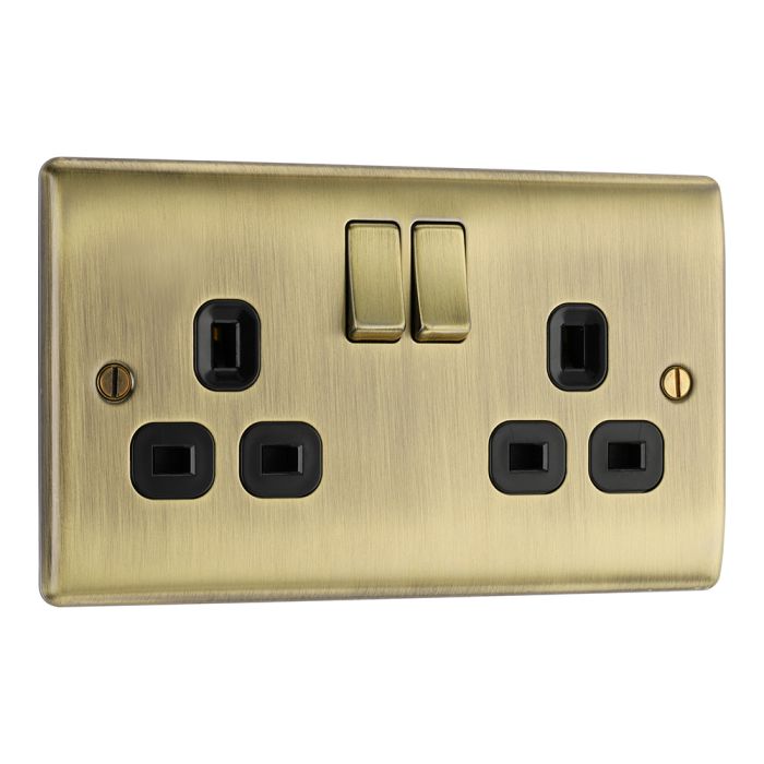 BG Nexus Metal Antique Brass Double Switched 13A Socket Socket World
