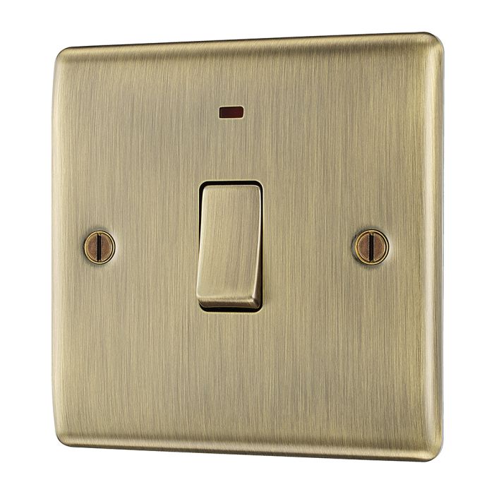 BG NAB31 Antique Brass Single Switch 20A with Neon