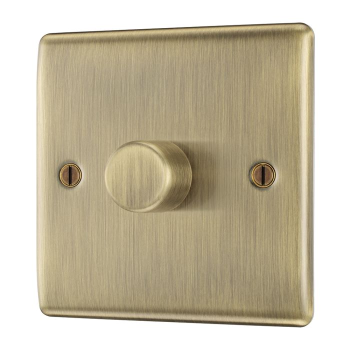 BG NAB81 Antique Brass Single Intelligent LED 2 Way Dimmer Switch 