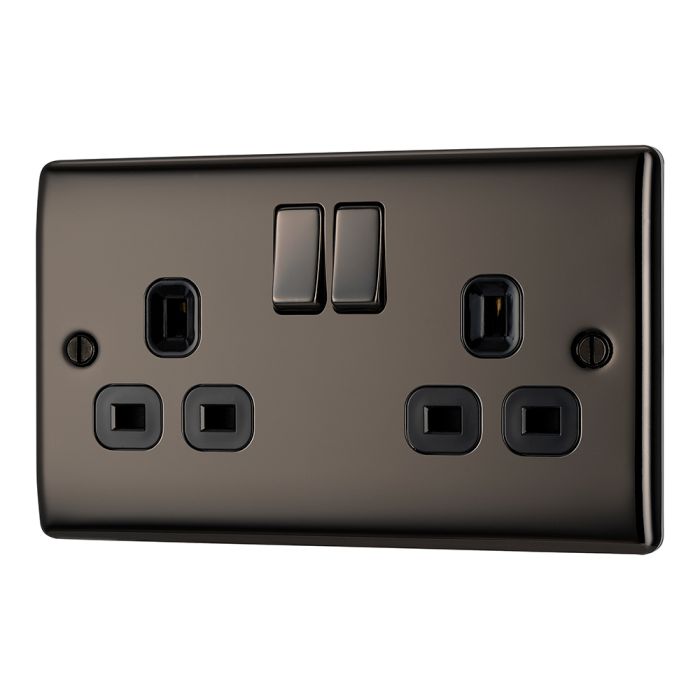 BG NBN22B Black Nickel Double Switched 13A Socket