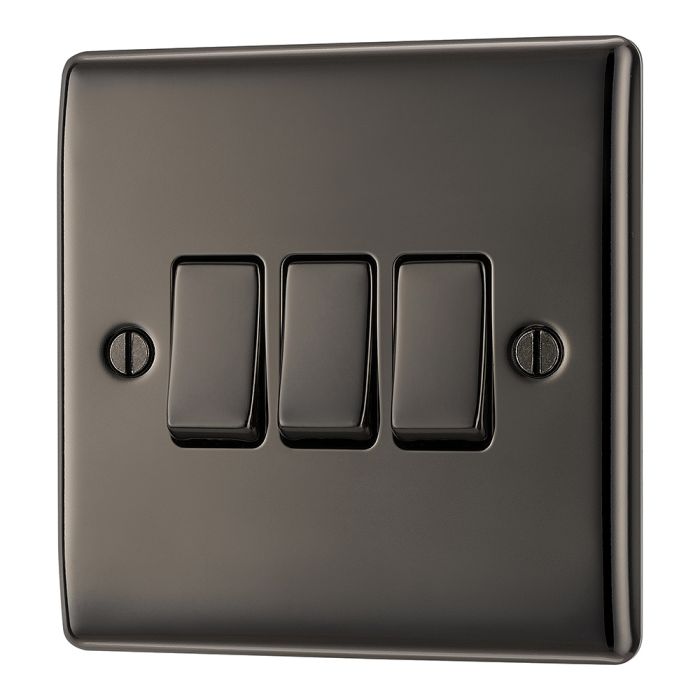 BG NBN43 Black Nickel Triple Switch 10A 2 Way