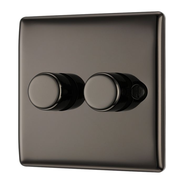 BG NBN82 Black Nickel Double Intelligent LED 2 Way Dimmer Switch 