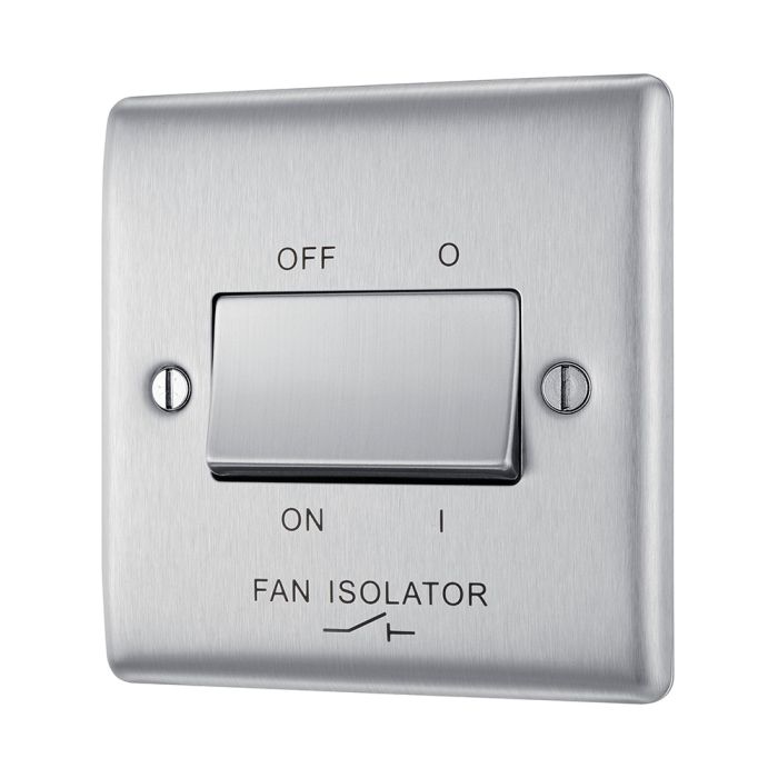 BG NBS15 Stainless Steel Triple Pole Fan Isolator Switch 10A