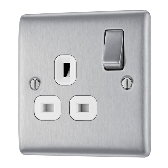 BG NBS21W Stainless Steel Single Switched 13A Socket