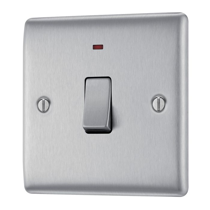 BG NBS31 Stainless Steel Single Switch 20A with Neon