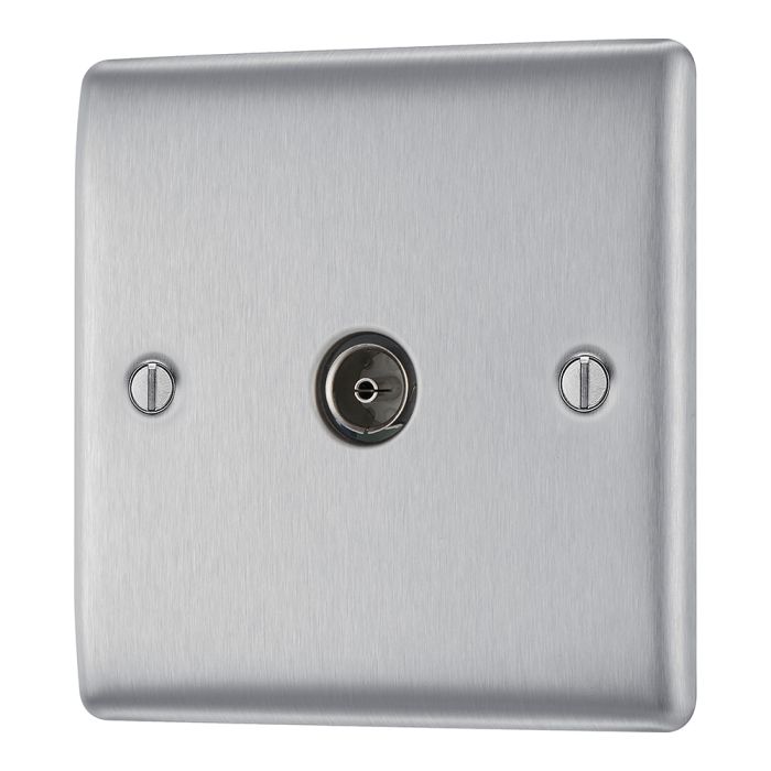 BG NBS60 Stainless Steel Single Socket TV/FM Co-axial Aerial Connection