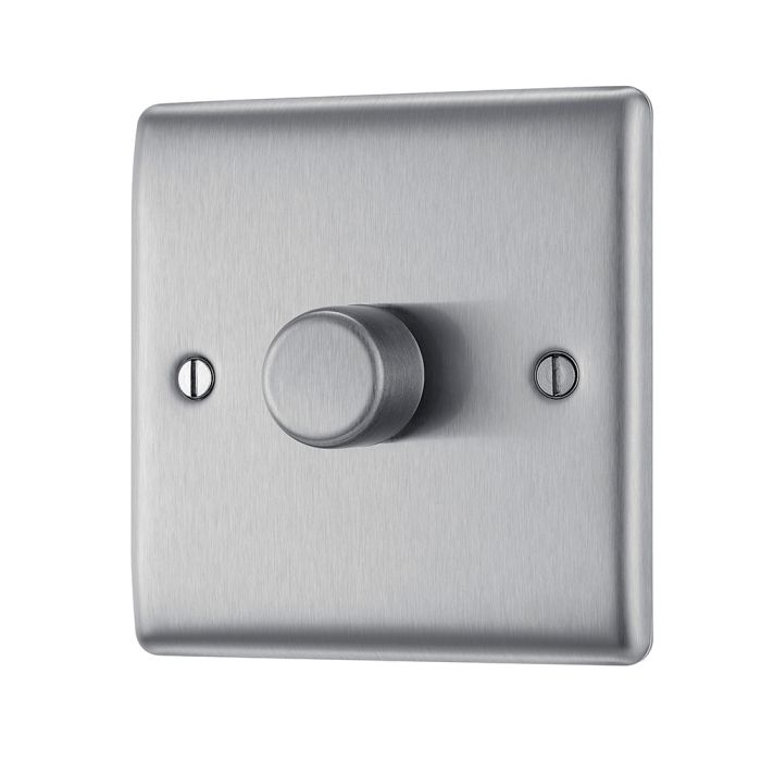 BG NBS81 Stainless Steel Single Intelligent LED 2 Way Dimmer Switch 