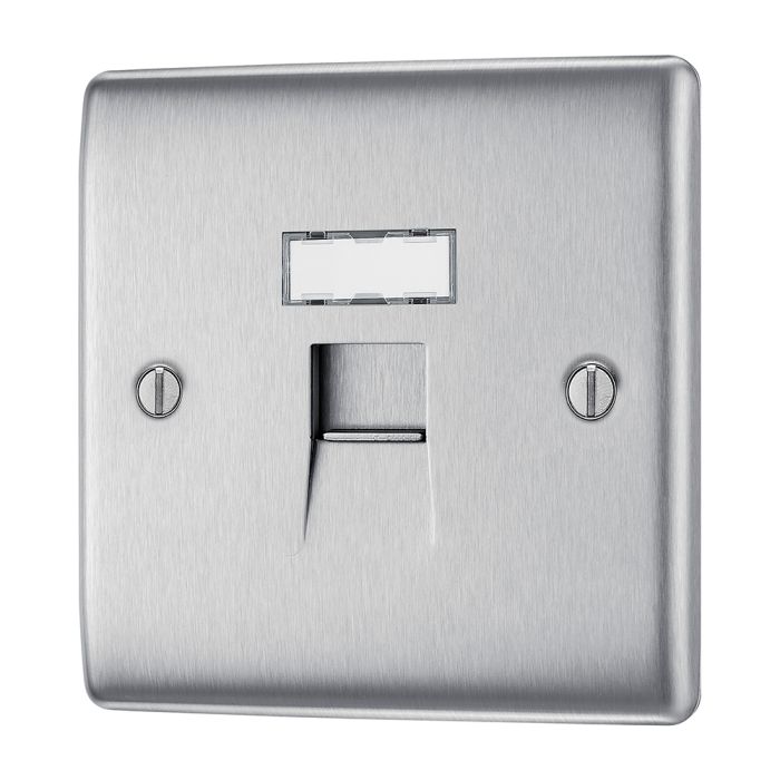 BG NBSRJ451 Stainless Steel Single RJ45 Telephone Socket