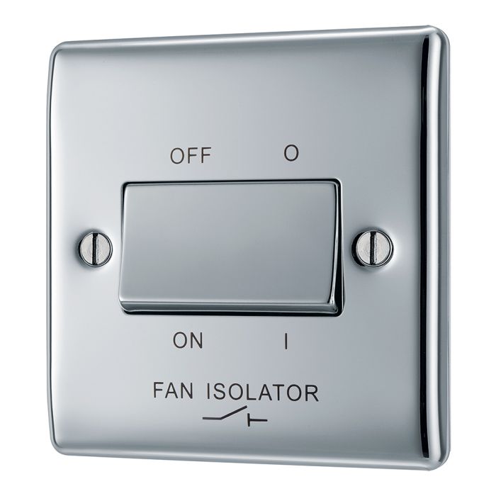 BG NPC15 Polished Chrome Triple Pole Fan Isolator Switch 10A