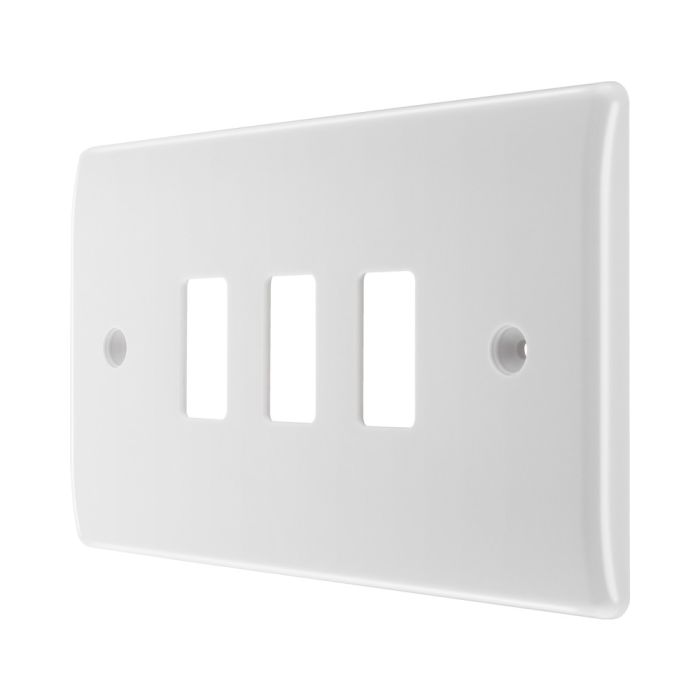 BG R83 3 Gang Double Grid Front Plate White