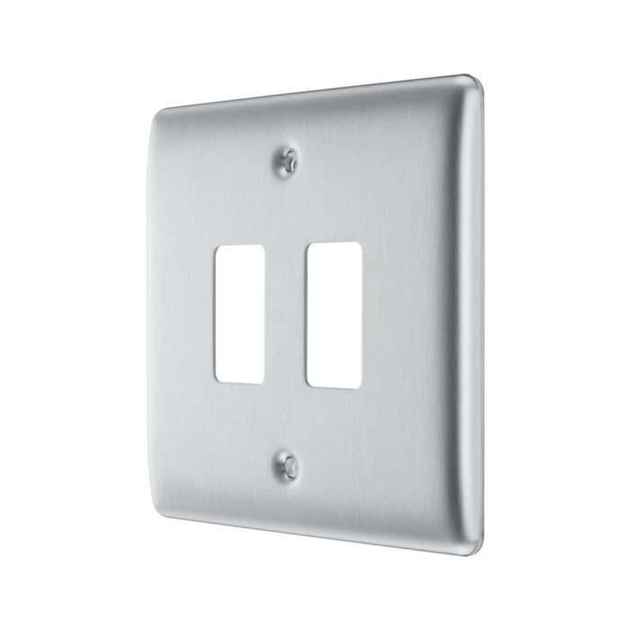 BG RNBS2 2 Gang Single Grid Front Plate Stainless Steel