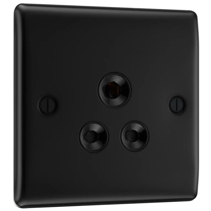 BG NFB29B Matt Black Single Round Pin Unswitched 5A Socket