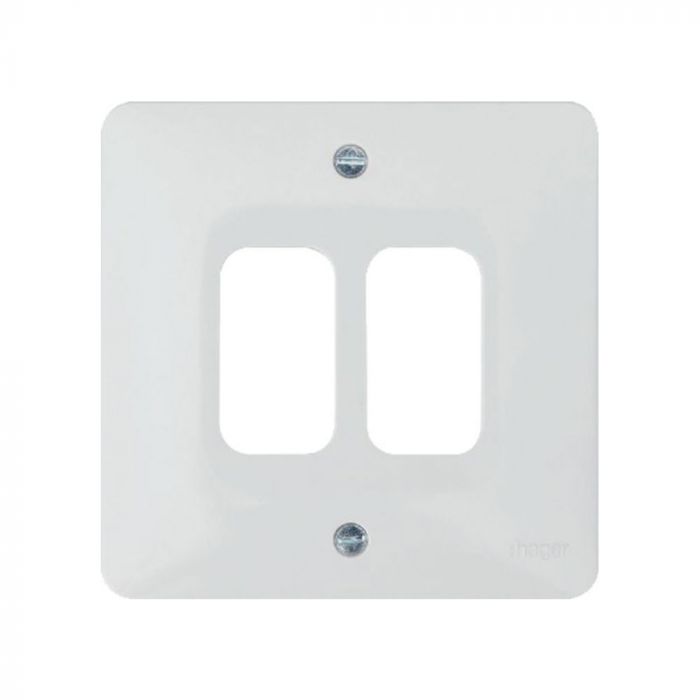 Hager Sollysta WMGP2 2 Gang White Moulded Grid Plate