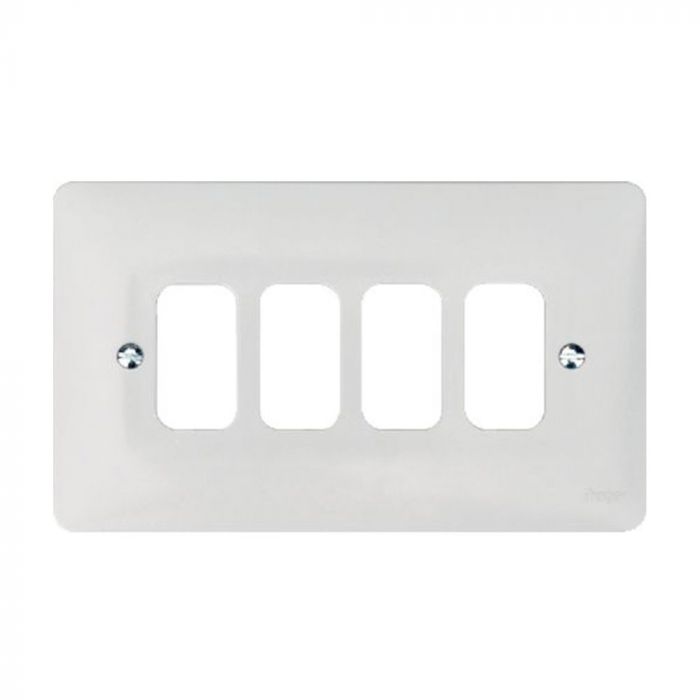 Hager Sollysta WMGP4 4 Gang White Moulded Grid Plate