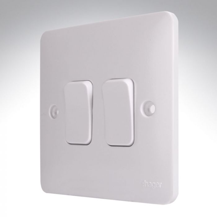 BRAND NEW HAGER WMPS22 Twin Double Light Switch 2 Gang 2 Way FAST FREE POST 