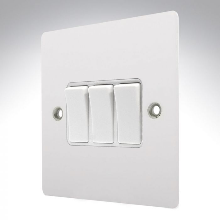 Hamilton 8MWR23WH-W Matt White 10A 3 Gang Light Switch