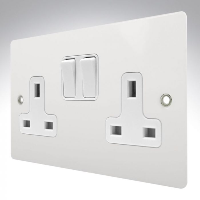 Hamilton 8MWSS2WH-W Matt White 13A Double Socket