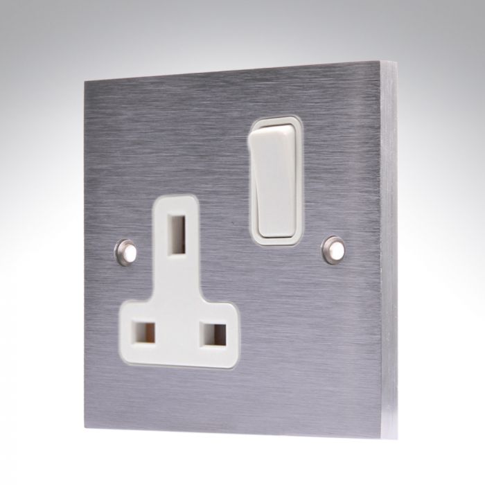 Hamilton 96SS1WH-W Satin Chrome Switched Socket 1 Gang 13A