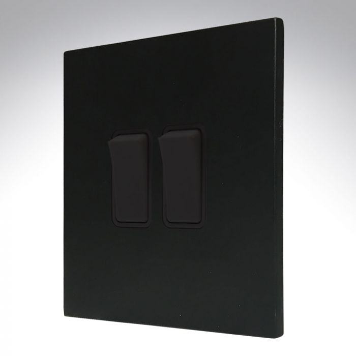 Hamilton 7MBCR22BL-B CFX Matt Black 10A 2 Gang 2 Way Light Switch