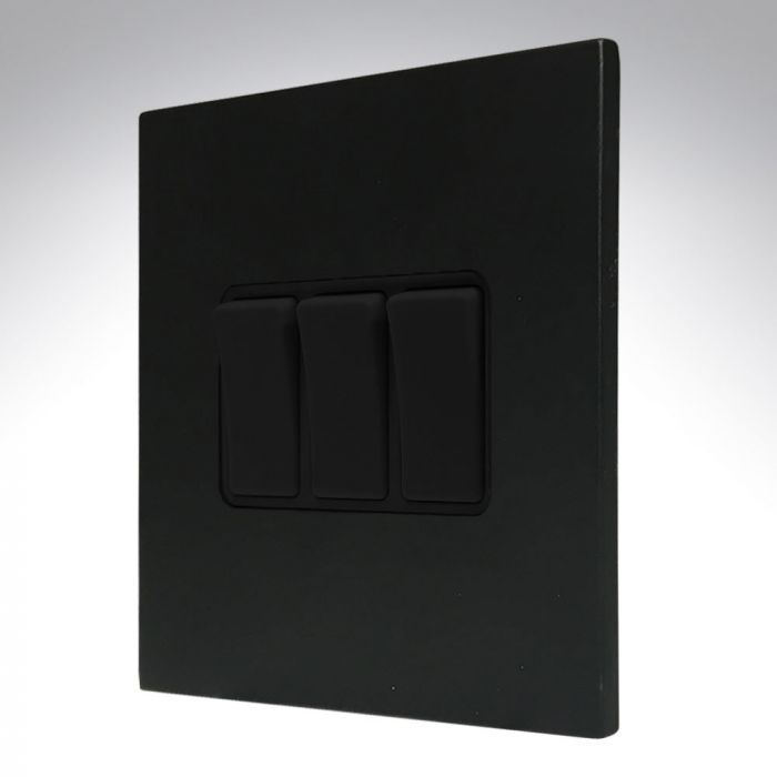 Hamilton 7MBCR23BL-B CFX Matt Black 10A 3 Gang 2 Way Light Switch