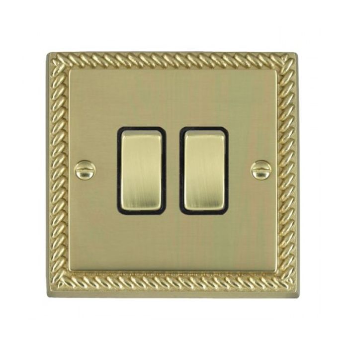 Hamilton 90R22PB-B Polished Brass Switch 2 Gang 10A