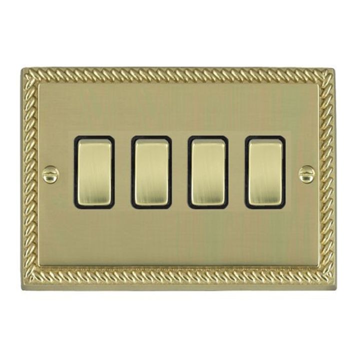 Hamilton 90R24PB-B Polished Brass Switch 4 Gang 10A