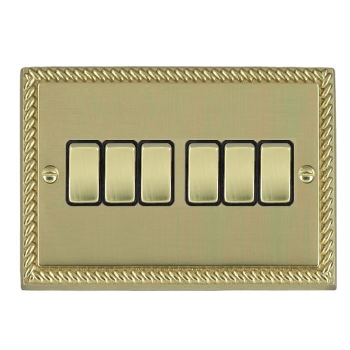 Hamilton 90R26PB-B Polished Brass Switch 6 Gang 10A