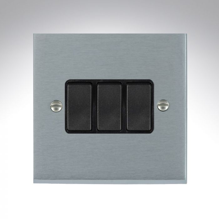 Hamilton 96R23BL-B Satin Chrome Light Switch 3 Gang 10A