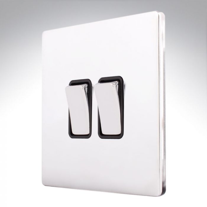 Hamilton 87CR22BC-B CFX Polished Chrome 10a Light Switch 2 Gang 2 Way