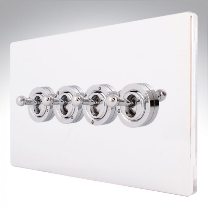 Hamilton 87CT24 CFX Polished Chrome 10a Dolly Switch 4 Gang 2 Way