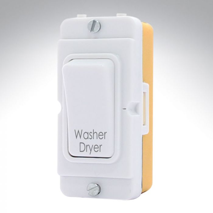 Hamilton IDPWDRYWH-W Marked Grid Switch 20a Double Pole Washer Dryer