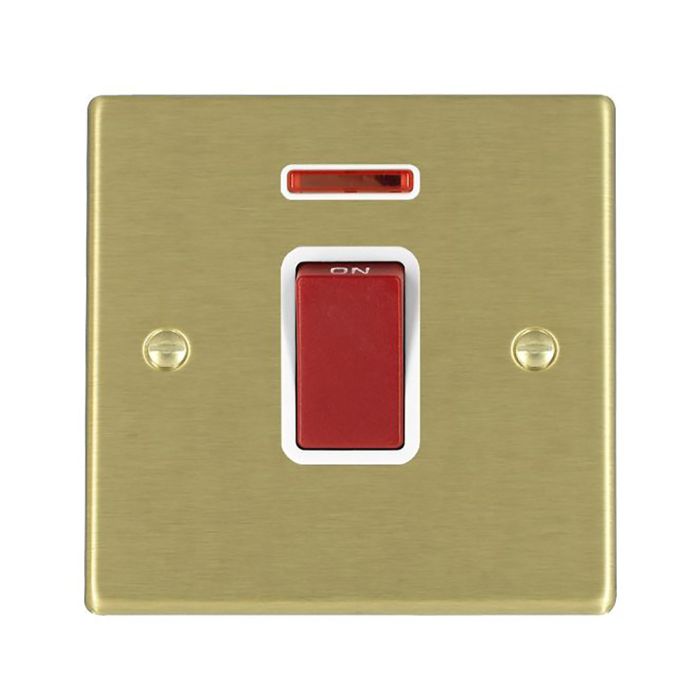 Hamilton 7245NW Satin Brass 45A double pole isolator with neon indicator