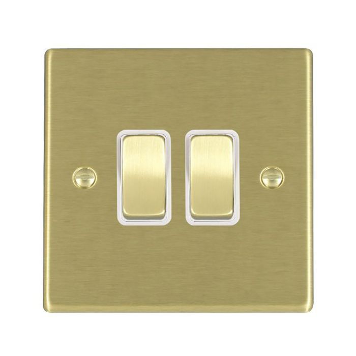 Hamilton 72R22SB-W Satin Brass 10A double 2 way light switch