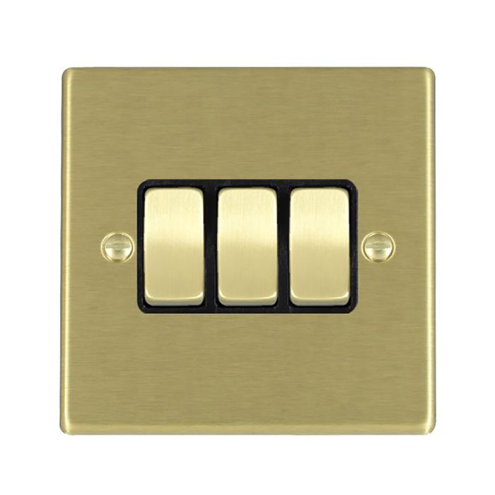 Hamilton 72R23SB-B Satin Brass 10A triple 2 way light switch