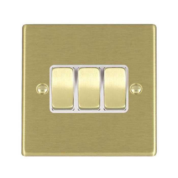 Hamilton 72R23SB-W Satin Brass 10A triple 2 way light switch