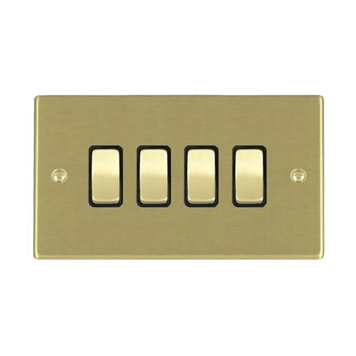 Hamilton 72R24SB-B Satin Brass 10A quadruple 2 way light switch