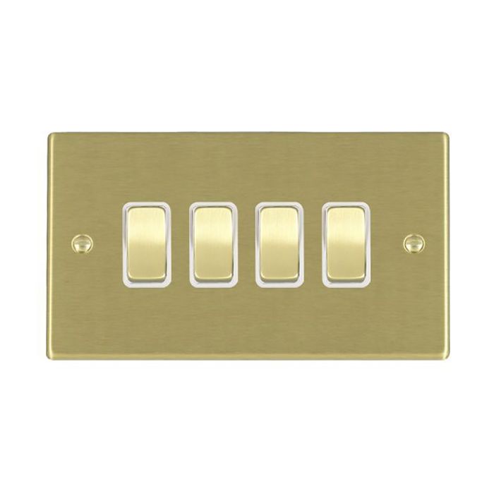 Hamilton 72R24SB-W Satin Brass 10A quadruple 2 way light switch