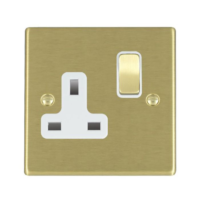 Hamilton 72SS1SB-W Satin Brass 13A single switched socket